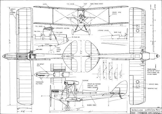 DeHavilland DH60G Gipsy Moth Plans from May 1969 American Aircraft Modeler - Airplanes and Rockets