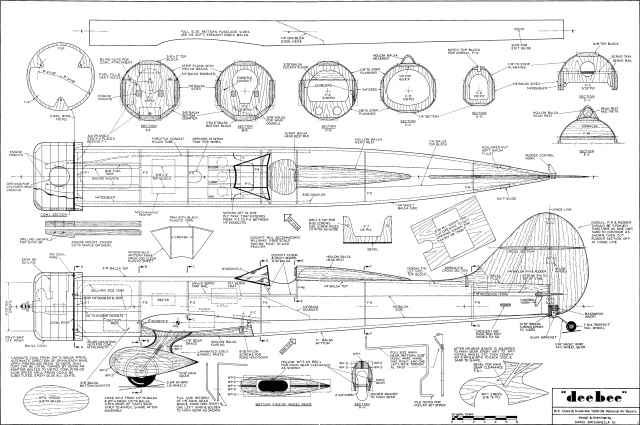 Dee-Bee Plans (sheet 1) from January 1968 American Aircraft Modeler - Airplanes and Rockets