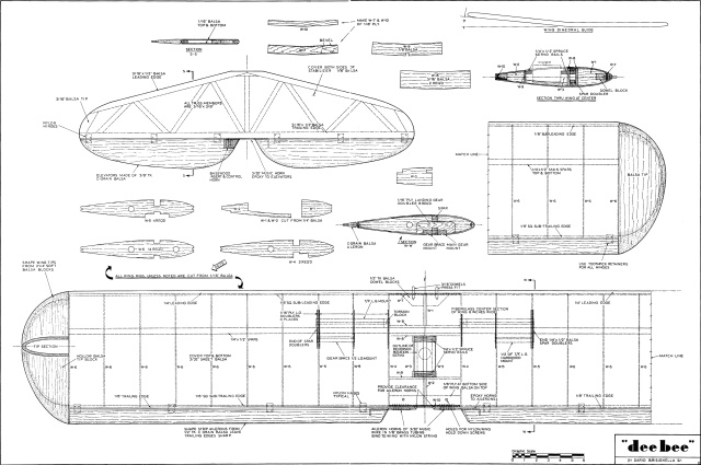 Dee-Bee Plans (sheet 2) from January 1968 American Aircraft Modeler - Airplanes and Rockets