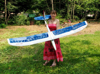 Supermodel Melanie holding my Aquila Spirit sailplane