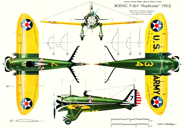 1933 Boeing P-26A Peashooter 3-View (June 1968 American Aircraft Modeler) - Airplanes and Rockets