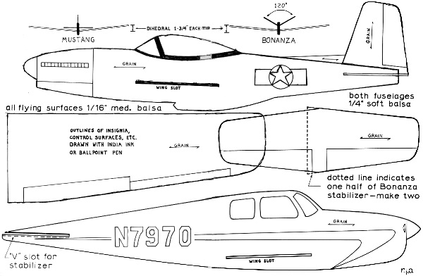 Beechcraft Bonanza Plans, January 1971 American Aircraft Modeler - Airplanes and Rockets