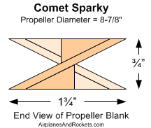 Comet Sparky Propeller Blank Dimensions - Airplanes and Rockets