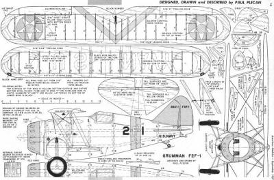 Grumman F2F-1 plans from September 1957 American Modeler - Airplanes and Rockets
