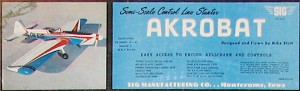 Sig Akrobat control line airplane box label - Airplanes and Rockets