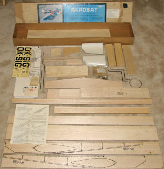 Sig Akrobat control line airplane kit parts (click for larger image) - Airplanes and Rockets