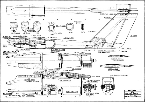Sparrow RPV Article & Plans, Plan Sheet #2, September 1973 AAM - Airplanes and Rockets