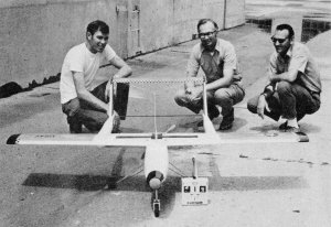 Sparrow RPV Article & Plans, Principal members of the Teleplane Team: Dave Scully, Don Lowe, and Jim Cline, September 1973 AAM - Airplanes and Rockets