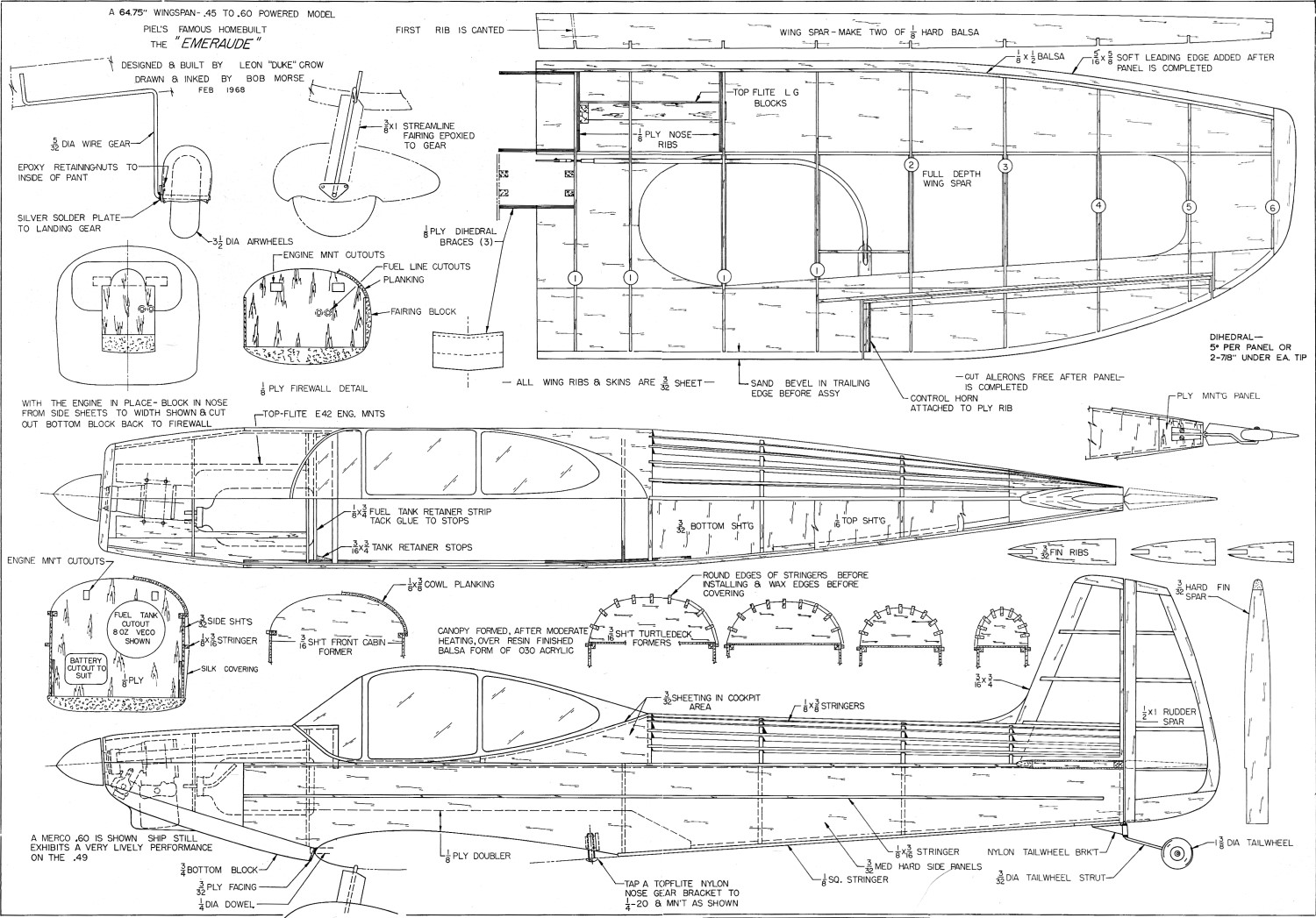 Emeraude Plans from April 1969 American Aircraft Modeler - Airplanes 