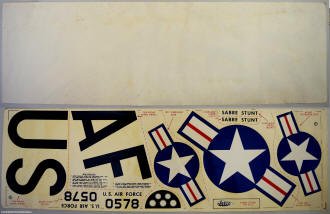 Jetco Sabre Stunter Kit Silkspan & Decal Sheet - Airplanes and Rockets