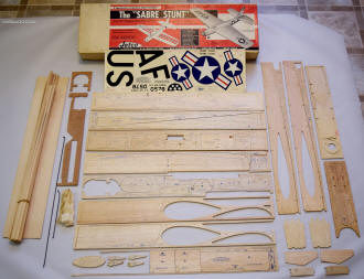 Jetco Sabre Stunter Kit Parts Laid Out - Airplanes and Rockets