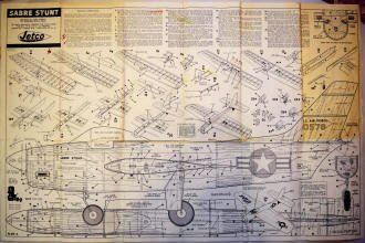 Jetco Sabre Stunter Kit Fuselage Plans w/Instructions - Airplanes and Rockets