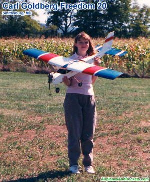 Supermodel Melanie holding my Carl Goldberg Freedom 20 in Smithsburg, Maryland (1990ish) - Airplanes and Rockets