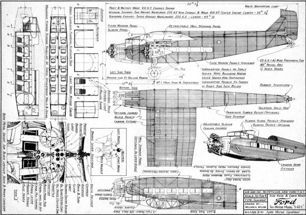 Ford Trimotor Drawing, sheet 2 (William A. Wylam) - Airplanes and Rockets