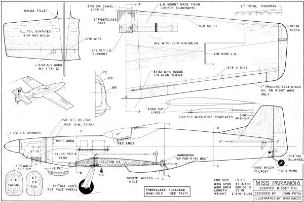 Miss Paranoia Plans from Decenber 1974 American Aircraft Modeler - Airplanes and Rockets
