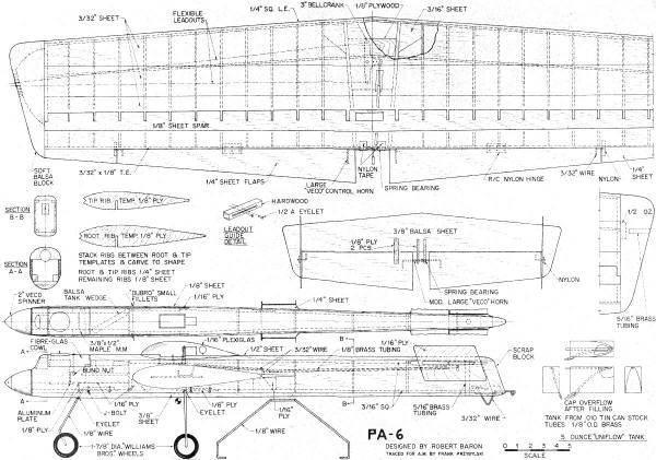 PA-6 PLans, July 1968 American Aircraft Modeler - Airplanes and Rockets