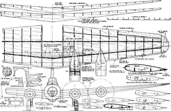 Retracting Gear B-17 Control Liner Plans: Wing - Airplanes and Rockets