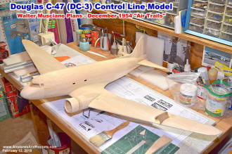 Douglas C-47 (DC-3) control line model ready for covering with Silkspan and dope - Airplanes and Rocketsets