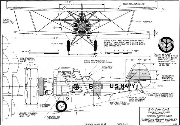3-View Drawing of the Berliner-Joyce OJ-2 Biplane (page 2) - Airplanes and Rockets