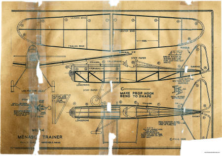 Guillow No. D4 Menasco Trainer Plans (side A) - Airplanes and Rockets
