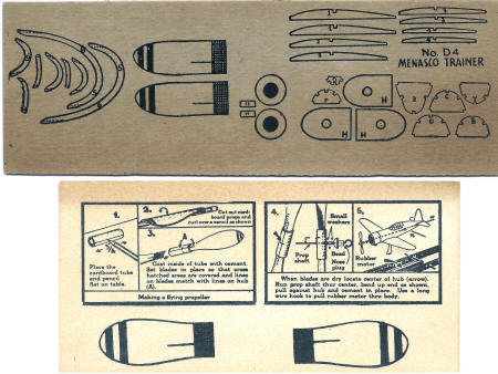Guillow No. D4 Menasco Trainer Cardboard Pattern Pieces - Airplanes and Rockets