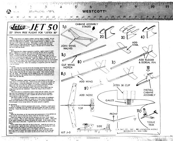 Jetco 'Jet 50' Jetex-Powered Free Flight Plans - Airplanes and Rockets