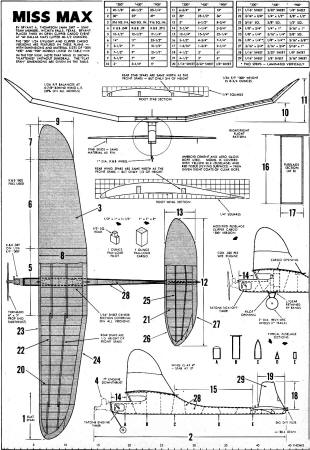 Miss Max Article & Plans, July 1961 American Modeler - Airplanes and Rockets
