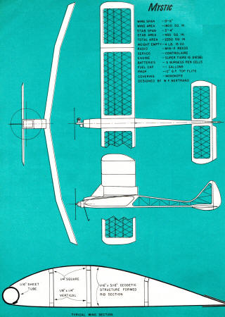Mystic Radio Control Airplane Plans, March 1968 American Aircraft Modeler - Airplanes and Rockets