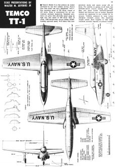 "Temco TT-1, 4-View, May 1957 American Modeler Magazine - Airplanes and Rockets