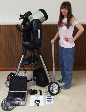 Supermodel Melanie with Celestron CPC Deluxe 800 HD Telescope and accessories - Airplanes and Rockets