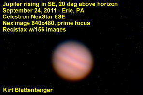Jupiter Through Celestron 8SE Telescope, September 24, 2011, Erie, PA, by Kirt Blattenberger - Airplanes and Rockets