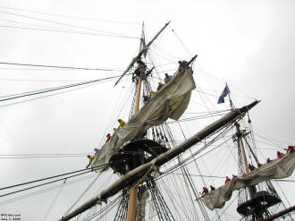 Crew unfurling the sails, Flagship Niagara Day Sail on July 3, 2009 - Airplanes and Rockets