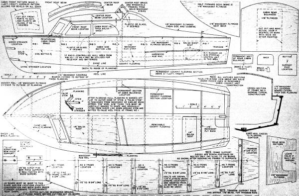Big Twin R/C Outboard Motorboat Plans Sheet #2 - Airplanes and Rockets