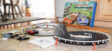 Floor View of Eldon Simpsons-Sears Chicane-Eight Slot Car Set - Airplanes and Rockets
