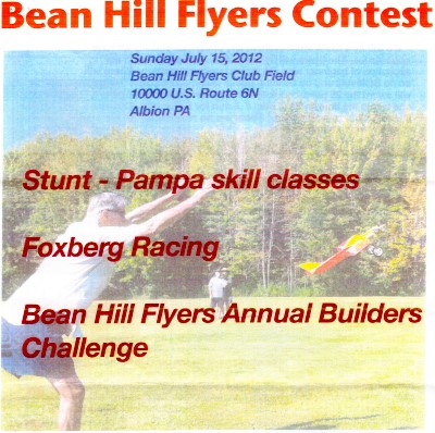 Bean Hill Flyers July 2012 Contest - Airplanes and Rockets