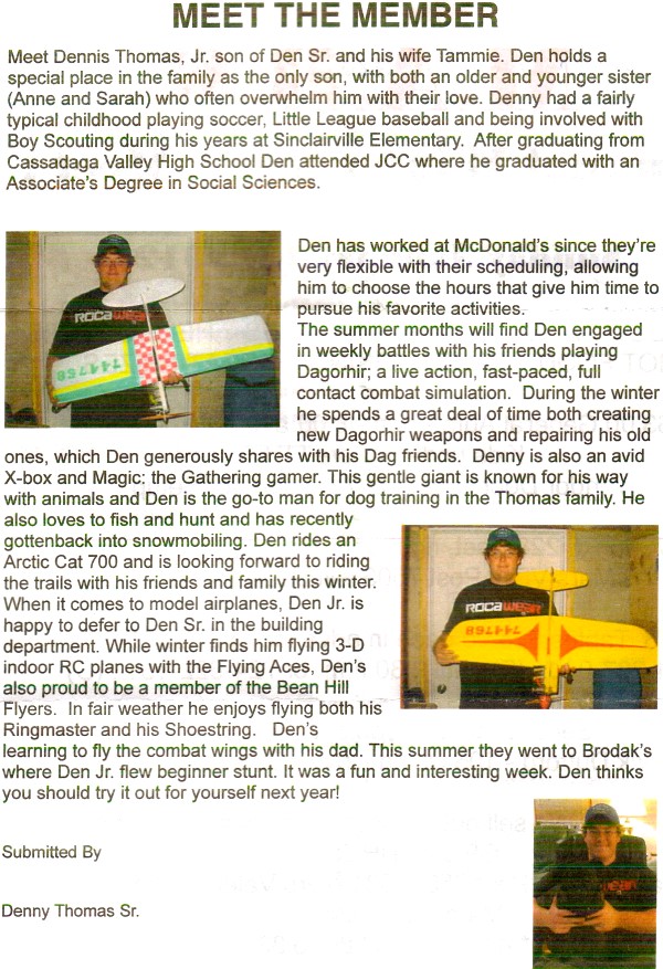 January 2012 Bean Hill Flyers Newsletter (page 4) - Airplanes and Rockets