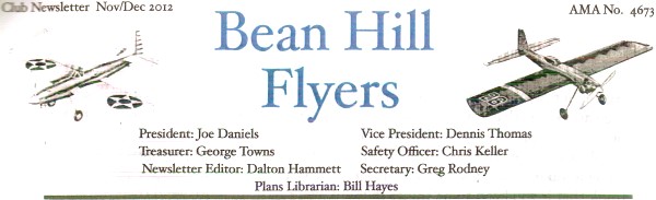 Bean Hill Flyers November / December 2012 Newsletter - Airplanes and Rockets