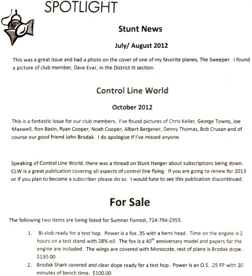 Bean Hill Flyers November / December Newsletter (p3) - Airplanes and Rockets