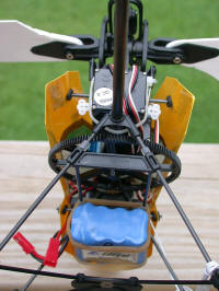 E-flite Blade CP - bottom rear view showing battery pack and main gears - Airplanes and Rockets