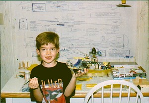Philip with Erector Set helicopter - Airplanes and Rockets