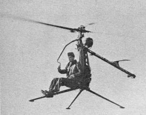Gyrenes Pocket Copter (in flight), May 1957 American Modeler Magazine - Airplanes and Rockets