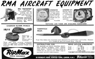 RMA Aircraft Equipment Ad, June 1960 Aero Modeller - Airplanes and Rockets