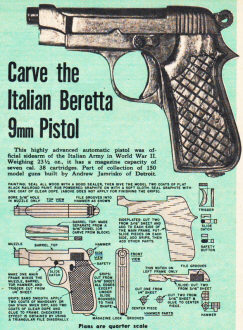 Carve the Italian Beretta 9mm Pistol, December 1954 Air Trails - Airplanes and Rockets