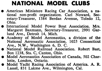 National Model Clubs in 1955 - Airplanes and Rockets