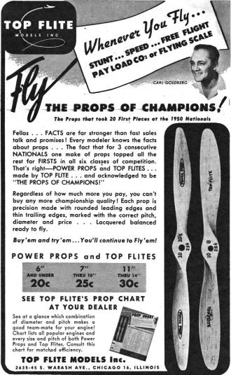 Top Flite Ad, from April 1951 Air Trails - Airplanes and Rockets