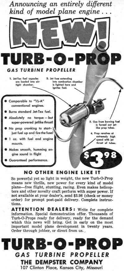 Turb-o-Prop Advertisement, December 1954 Air Trails - Airplanes and Rockets