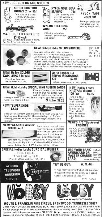Hobby Lobby Ad, August 1971 American Aircraft Modeler - Airplanes and Rockets