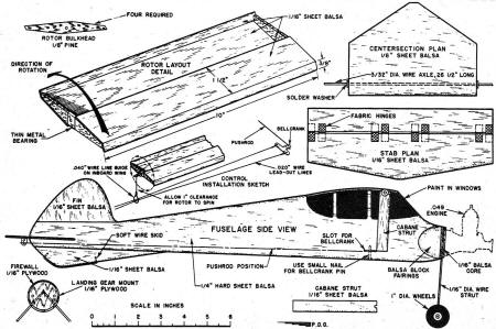 Flettner-Type Rotor Wing Control Line Model Plans - Airplanes and Rockets