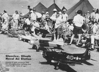 Line-up of scale entries in 1962 R/C Championships - Airplanes and Rockets