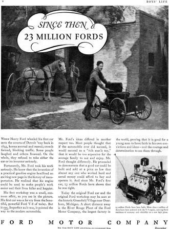 Ford Motor Company Advertisement, December 1935 Boys' Life - Airplanes and Rockets